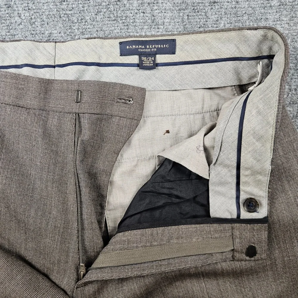 Banana Republic Mens 36 Brown 100% Wool Classic Fit Dress Pants Trousers
